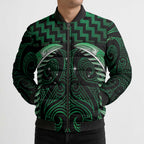 Green Matariki New Zealand Bomber Puffer Jacket Maori Poutama Galaxy Vibes - Aussie Hoodie