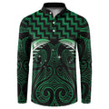 Green Matariki New Zealand Button Sweatshirt Maori Poutama Galaxy Vibes