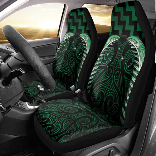 Green Matariki New Zealand Car Seat Cover Maori Poutama Galaxy Vibes