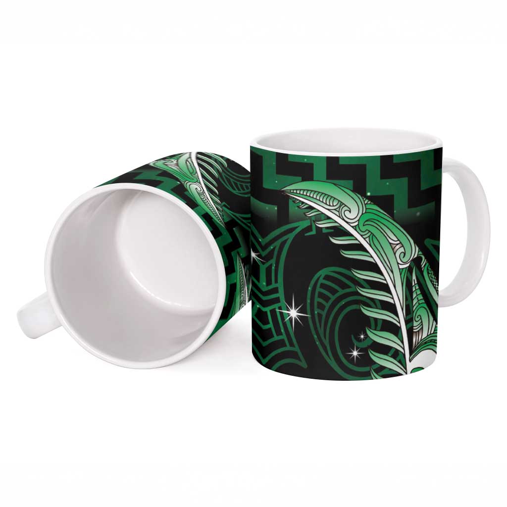 Green Matariki New Zealand Ceramic Mug Maori Poutama Galaxy Vibes - Aussie Hoodie