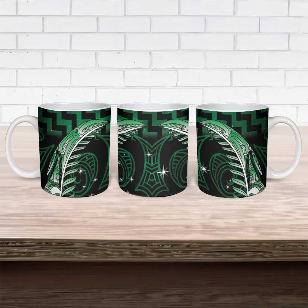 Green Matariki New Zealand Ceramic Mug Maori Poutama Galaxy Vibes - Aussie Hoodie