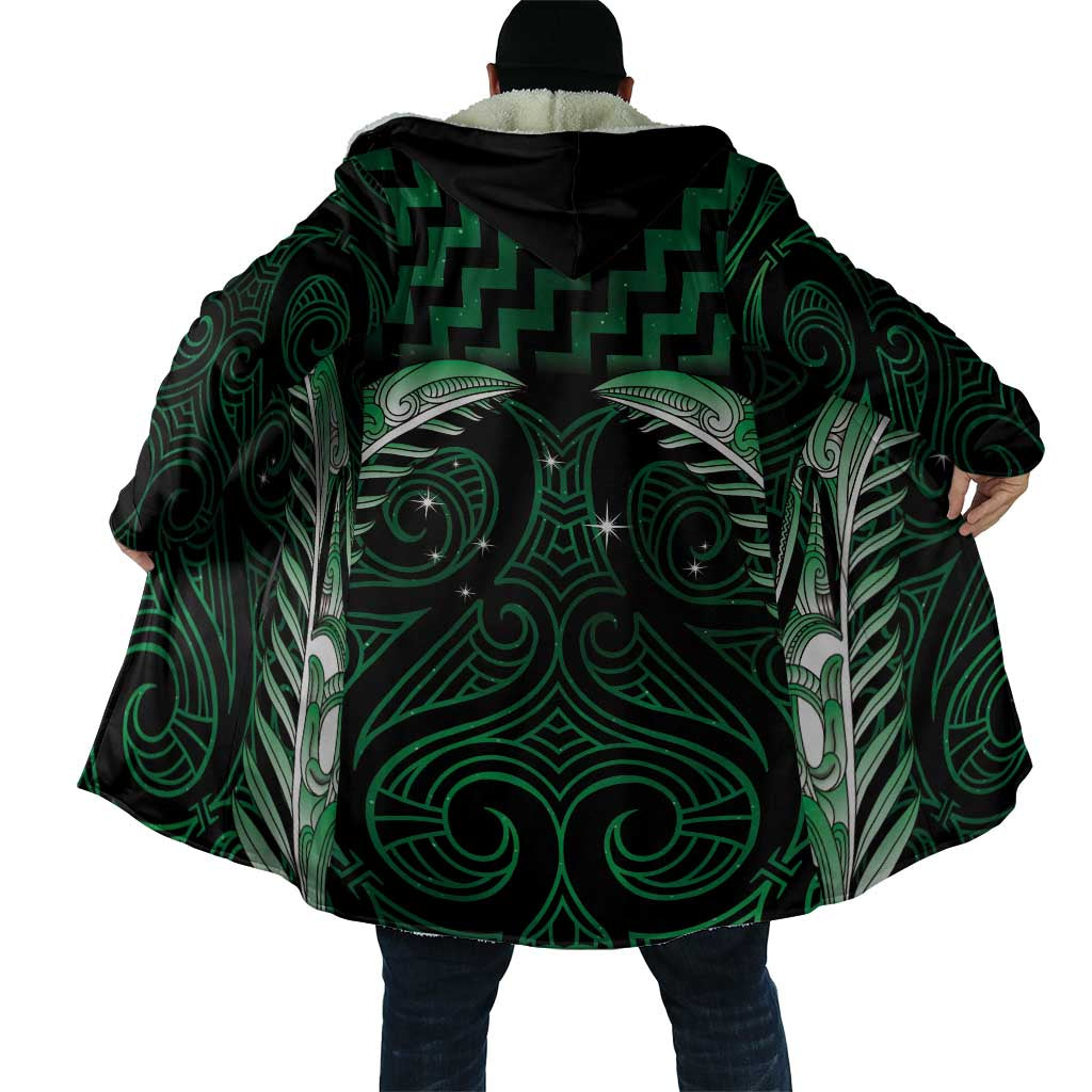 Green Matariki New Zealand Cloak Maori Poutama Galaxy Vibes - Aussie Hoodie