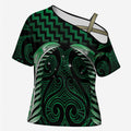 Green Matariki New Zealand Cross Shoulder Shirt Maori Poutama Galaxy Vibes - Aussie Hoodie