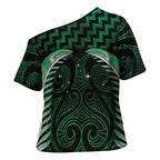 Green Matariki New Zealand Cross Shoulder Shirt Maori Poutama Galaxy Vibes - Aussie Hoodie