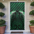 Green Matariki New Zealand Door Cover Maori Poutama Galaxy Vibes - Aussie Hoodie