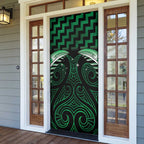 Green Matariki New Zealand Door Cover Maori Poutama Galaxy Vibes - Aussie Hoodie