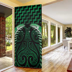 Green Matariki New Zealand Door Cover Maori Poutama Galaxy Vibes - Aussie Hoodie