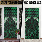 Green Matariki New Zealand Door Cover Maori Poutama Galaxy Vibes - Aussie Hoodie