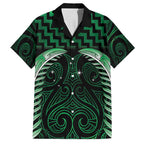 Green Matariki New Zealand Family Matching Long Sleeve Bodycon Dress and Hawaiian Shirt Maori Poutama Galaxy Vibes