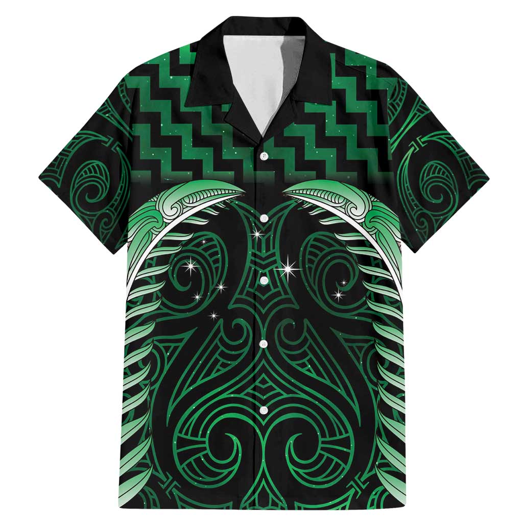 Green Matariki New Zealand Family Matching Mermaid Dress and Hawaiian Shirt Maori Poutama Galaxy Vibes