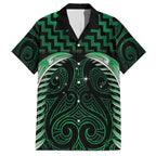 Green Matariki New Zealand Family Matching Off The Shoulder Long Sleeve Dress and Hawaiian Shirt Maori Poutama Galaxy Vibes