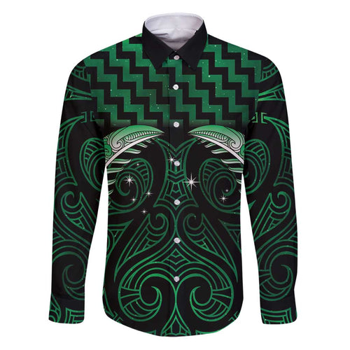 Green Matariki New Zealand Family Matching Puletasi and Hawaiian Shirt Maori Poutama Galaxy Vibes