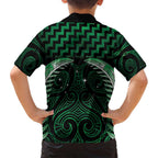 Green Matariki New Zealand Family Matching Summer Maxi Dress and Hawaiian Shirt Maori Poutama Galaxy Vibes