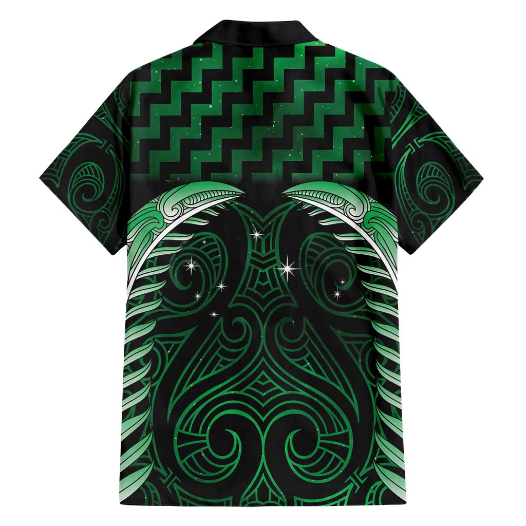 Green Matariki New Zealand Family Matching Tank Maxi Dress and Hawaiian Shirt Maori Poutama Galaxy Vibes