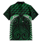 Green Matariki New Zealand Family Matching Tank Maxi Dress and Hawaiian Shirt Maori Poutama Galaxy Vibes