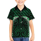 Green Matariki New Zealand Hawaiian Shirt Maori Poutama Galaxy Vibes