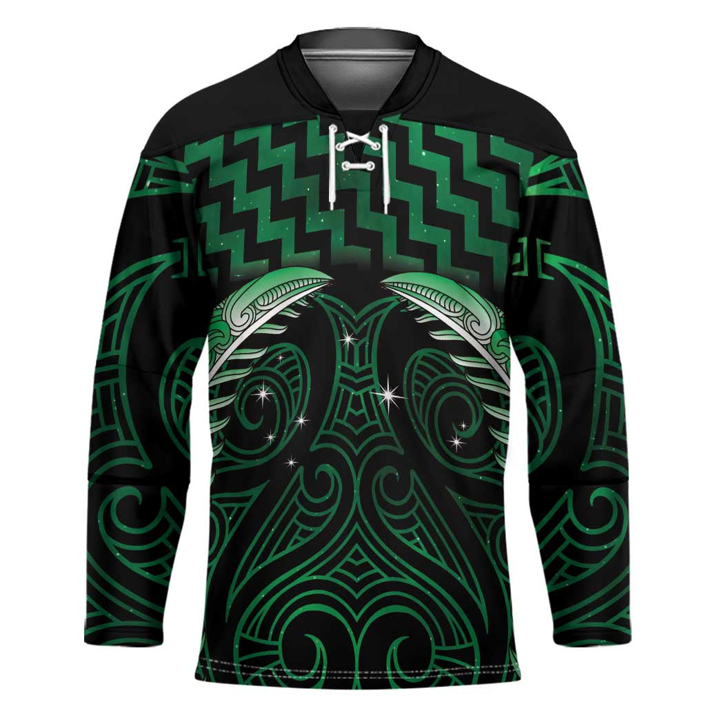 Green Matariki New Zealand Hockey Jersey Maori Poutama Galaxy Vibes - Aussie Hoodie
