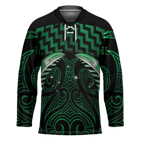 Green Matariki New Zealand Hockey Jersey Maori Poutama Galaxy Vibes - Aussie Hoodie