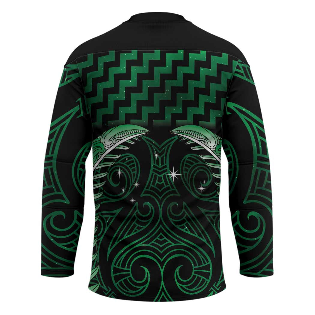 Green Matariki New Zealand Hockey Jersey Maori Poutama Galaxy Vibes - Aussie Hoodie