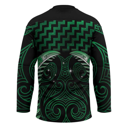 Green Matariki New Zealand Hockey Jersey Maori Poutama Galaxy Vibes - Aussie Hoodie