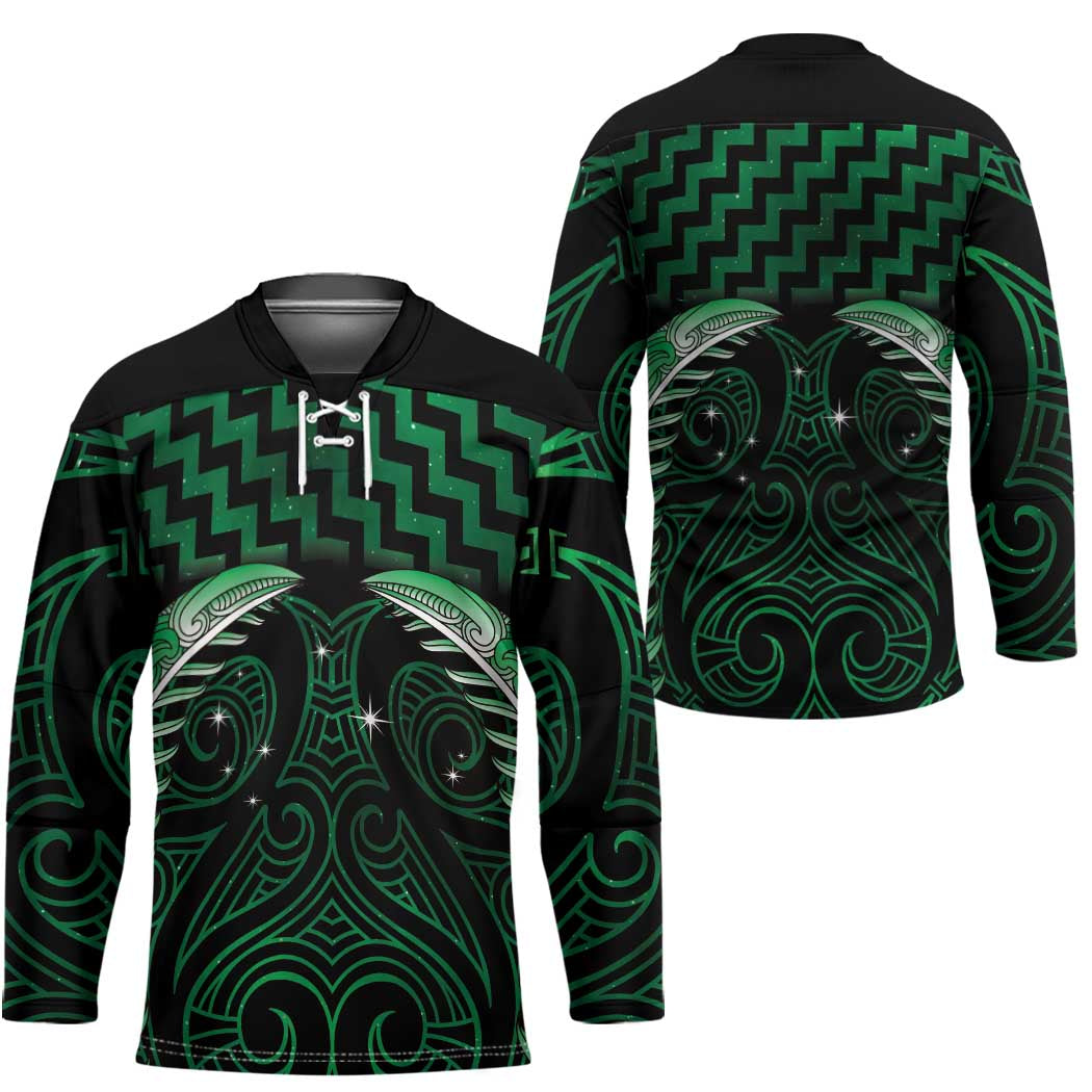 Green Matariki New Zealand Hockey Jersey Maori Poutama Galaxy Vibes - Aussie Hoodie