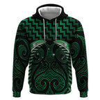 Green Matariki New Zealand Hoodie Maori Poutama Galaxy Vibes