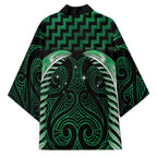 Green Matariki New Zealand Kimono Maori Poutama Galaxy Vibes - Aussie Hoodie