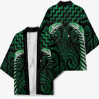 Green Matariki New Zealand Kimono Maori Poutama Galaxy Vibes - Aussie Hoodie