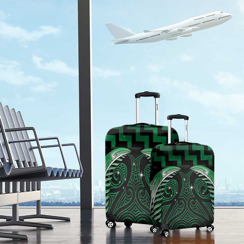 Green Matariki New Zealand Luggage Cover Maori Poutama Galaxy Vibes