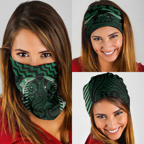 Green Matariki New Zealand Neck Gaiter Maori Poutama Galaxy Vibes - Aussie Hoodie