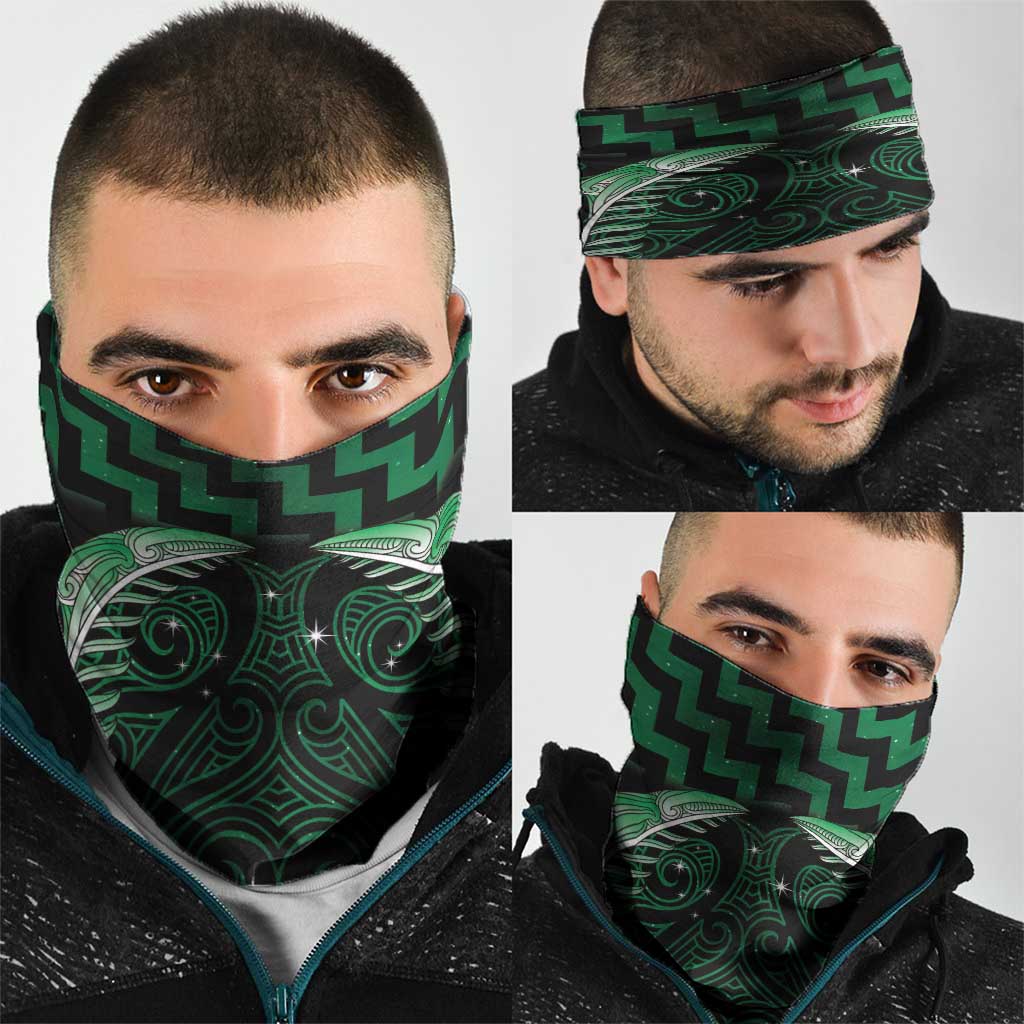 Green Matariki New Zealand Neck Gaiter Maori Poutama Galaxy Vibes - Aussie Hoodie