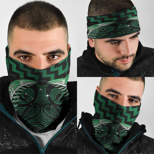 Green Matariki New Zealand Neck Gaiter Maori Poutama Galaxy Vibes - Aussie Hoodie