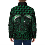 Green Matariki New Zealand Padded Jacket Maori Poutama Galaxy Vibes - Aussie Hoodie