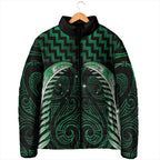 Green Matariki New Zealand Padded Jacket Maori Poutama Galaxy Vibes - Aussie Hoodie