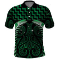 Green Matariki New Zealand Polo Shirt Maori Poutama Galaxy Vibes