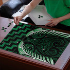 Green Matariki New Zealand Puzzle Maori Poutama Galaxy Vibes - Aussie Hoodie