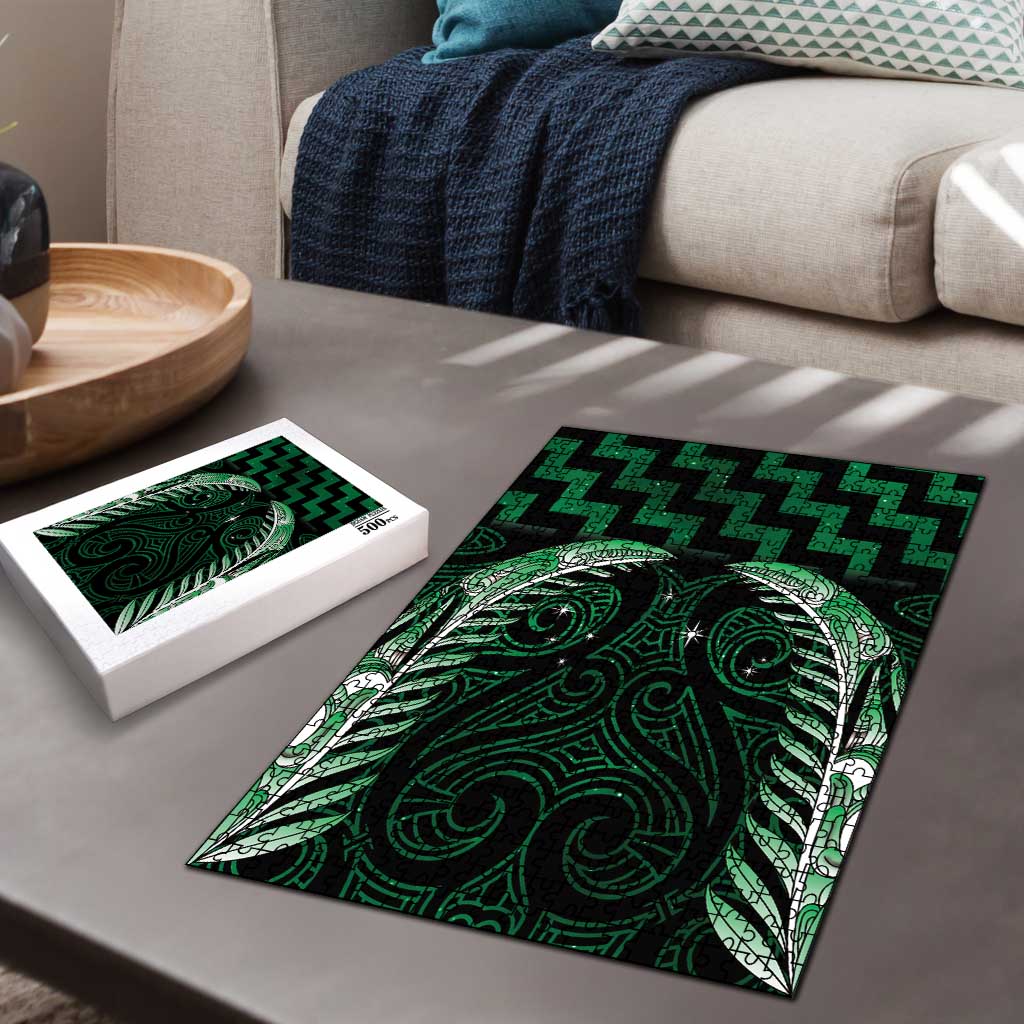 Green Matariki New Zealand Puzzle Maori Poutama Galaxy Vibes - Aussie Hoodie