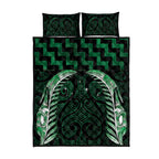 Green Matariki New Zealand Quilt Bed Set Maori Poutama Galaxy Vibes