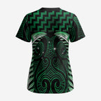Green Matariki New Zealand Scrub Top Maori Poutama Galaxy Vibes - Aussie Hoodie