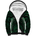 Green Matariki New Zealand Sherpa Hoodie Maori Poutama Galaxy Vibes