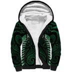 Green Matariki New Zealand Sherpa Hoodie Maori Poutama Galaxy Vibes