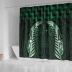 Green Matariki New Zealand Shower Curtain Maori Poutama Galaxy Vibes