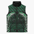 Green Matariki New Zealand Sleeveless Puffer Jacket Maori Poutama Galaxy Vibes - Aussie Hoodie