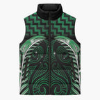 Green Matariki New Zealand Sleeveless Puffer Jacket Maori Poutama Galaxy Vibes - Aussie Hoodie
