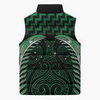 Green Matariki New Zealand Sleeveless Puffer Jacket Maori Poutama Galaxy Vibes - Aussie Hoodie