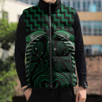 Green Matariki New Zealand Sleeveless Puffer Jacket Maori Poutama Galaxy Vibes - Aussie Hoodie