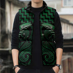 Green Matariki New Zealand Sleeveless Puffer Jacket Maori Poutama Galaxy Vibes - Aussie Hoodie