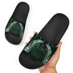 Green Matariki New Zealand Slide Sandals Maori Poutama Galaxy Vibes - Aussie Hoodie
