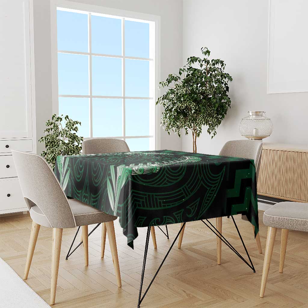 Green Matariki New Zealand Tablecloth Maori Poutama Galaxy Vibes