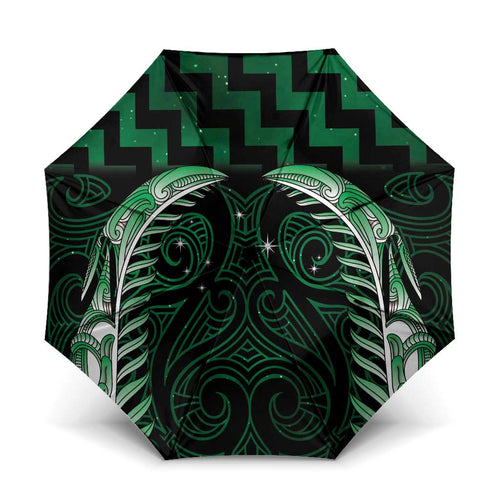 Green Matariki New Zealand Umbrella Maori Poutama Galaxy Vibes - Aussie Hoodie